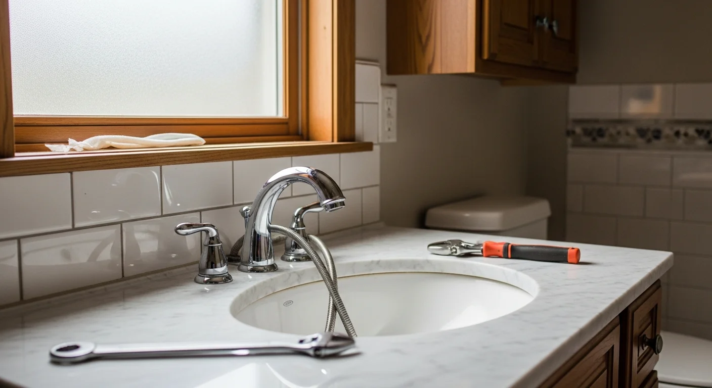 Professional plumber working on residential plumbing system in Louisville