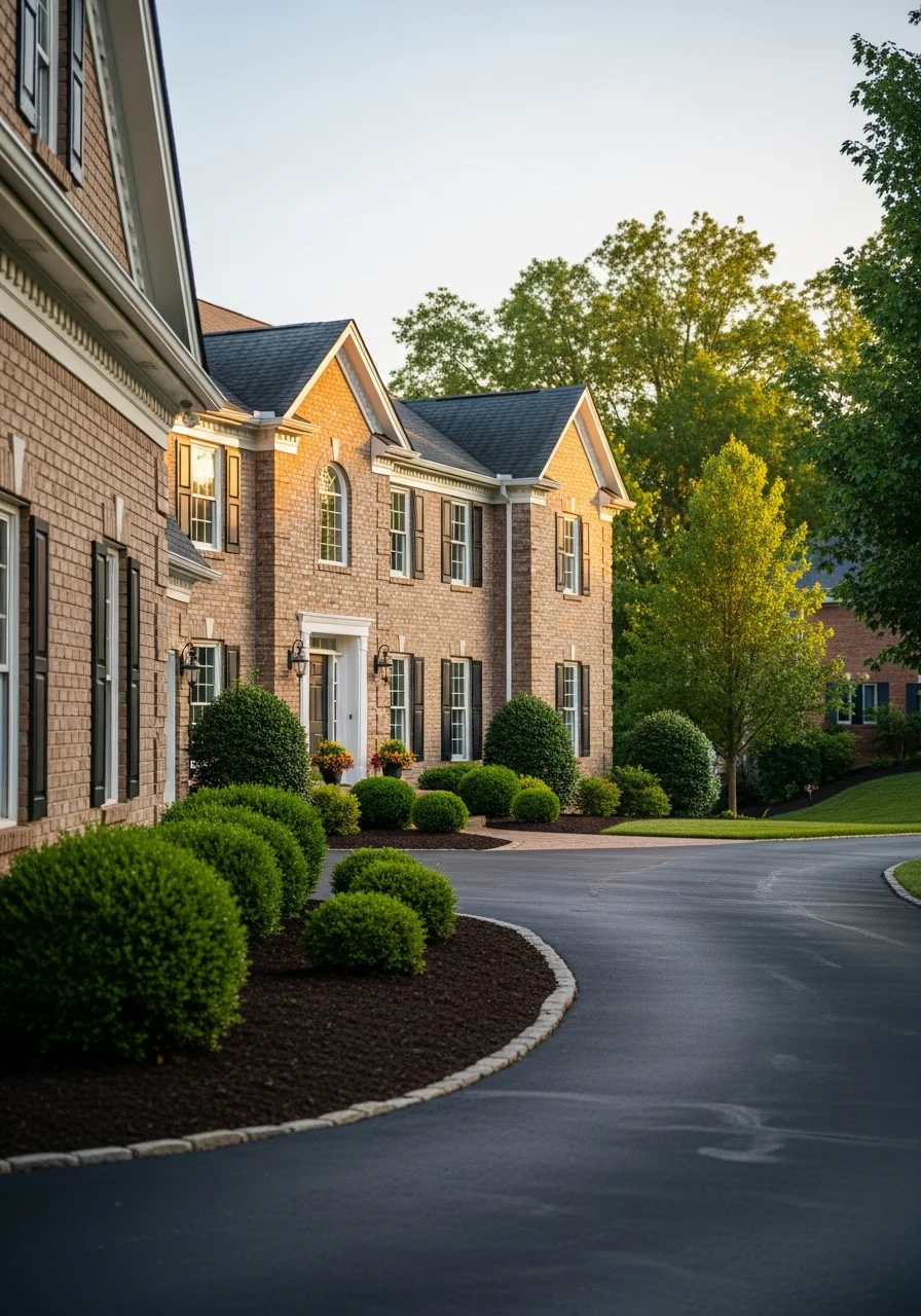 St. Matthews home entrance showing quality construction details, professional landscaping, and well-appointed driveway.